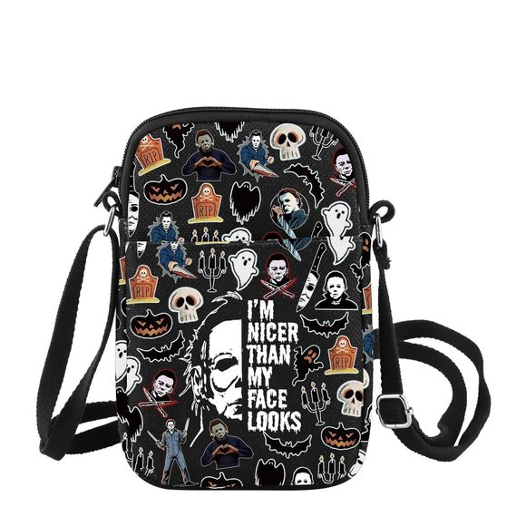 Scary Halloween Crossbody Bag Horror Movie Lover Gift Michael Scary :] - Picture 1 of 7